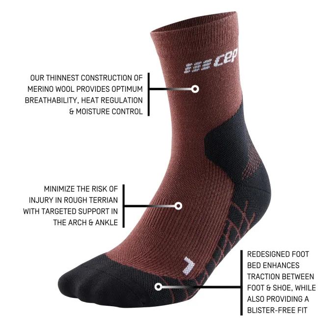 CEP - sosete compresie medii - light merino socks hiking mid cut v3 - brown