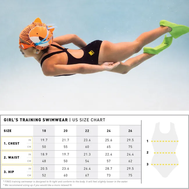 Finis - Costum de baie intreg Fete Bladeback - negru