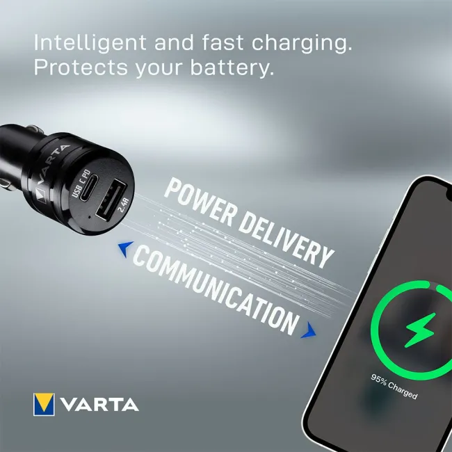 Varta - incarcator masina Car Charger Dual USB Fast 30W - mufa USB-C + mufa USB-A