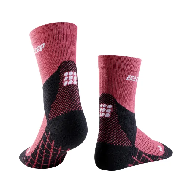 CEP - sosete compresie medii - light merino socks hiking mid cut v3 W - berry