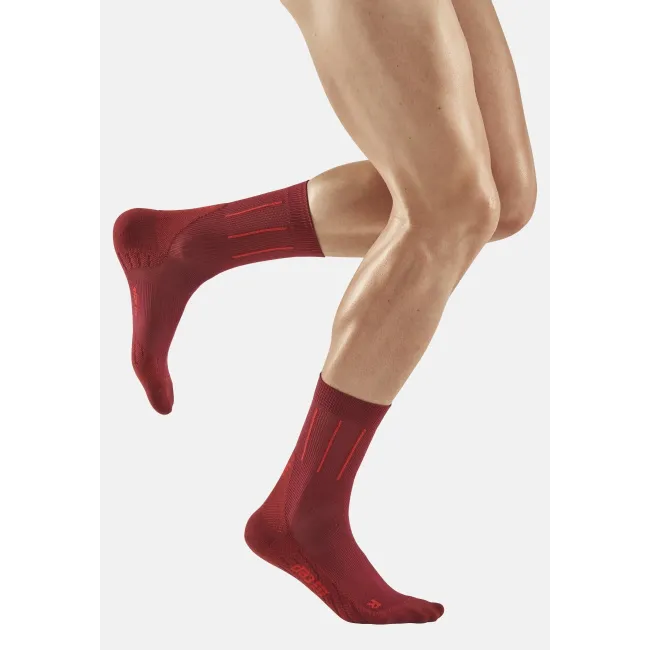 CEP - sosete compresie medii - pinstripe socks running mid cut - red