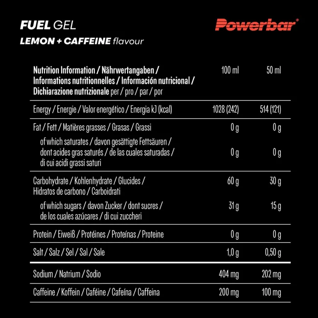 Powerbar - gel energizant Fuel 30, aroma lamaie si cafeina - 50ml