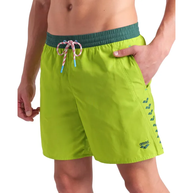 Arena - short inot barbati - Team Stripe Beach Boxer - Arctic-Lime-Mangrove