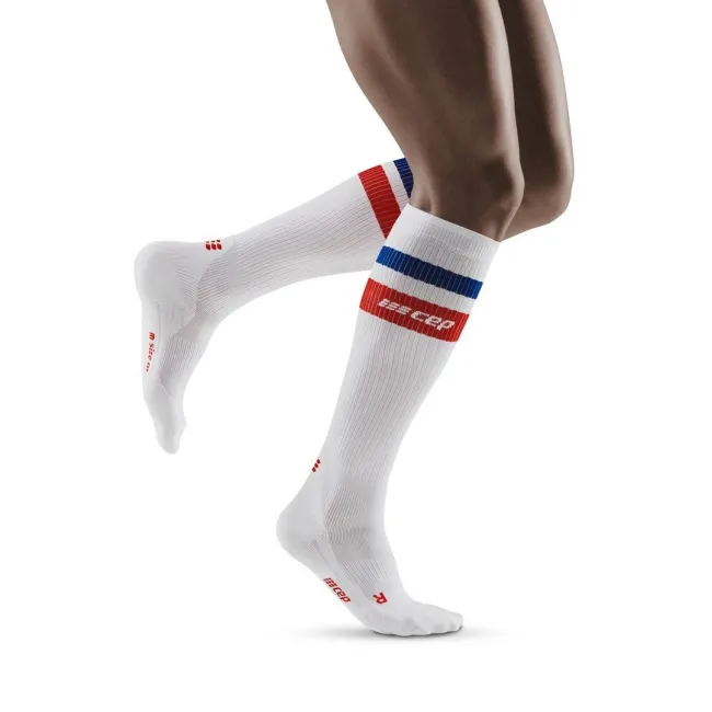 CEP - Sosete de compresie pentru femei 80's women socks - alb rosu albastru
