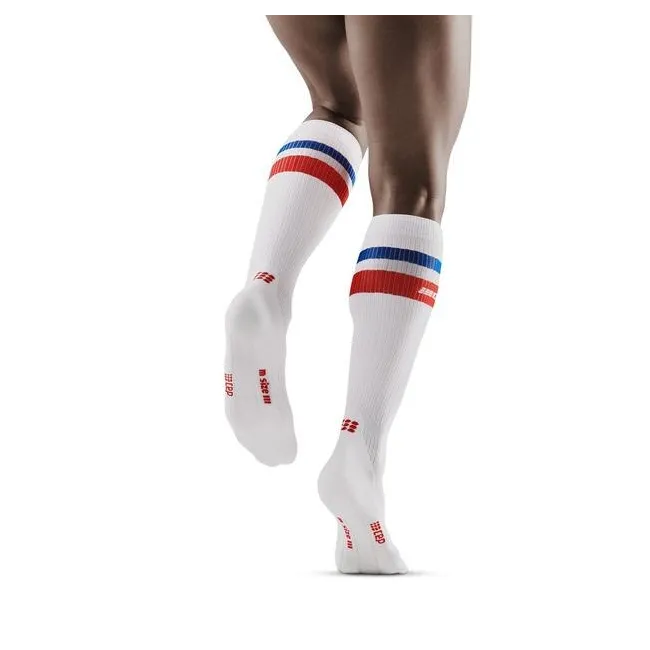 CEP - Sosete de compresie pentru femei 80's women socks - alb rosu albastru