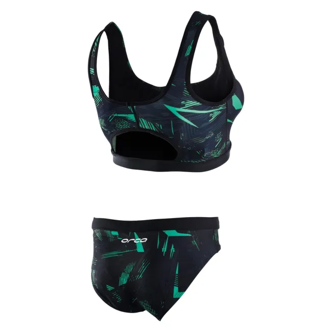 Orca - Costum de baie doua piese pentru Femei Bra &amp; Bikini - print negru verde