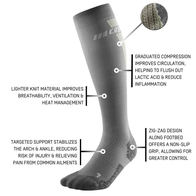 CEP - sosete compresie inalte - ultralight socks tall v3 - grey | lime