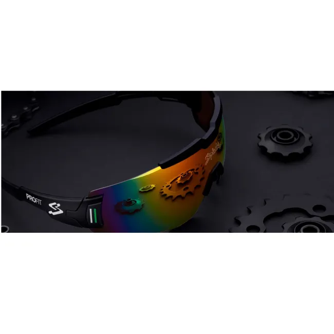 Spiuk - ochelari soare sport Profit, 2 lentile de schimb transparent si verde oglinda  - rama multicolora (irizata)