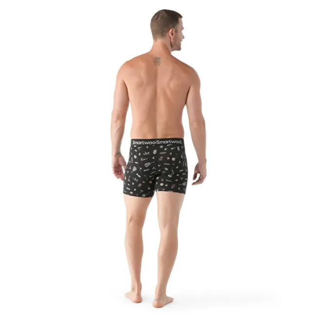 Smartwool - boxer merino - Merino Print Boxer Brief Boxed - Negru