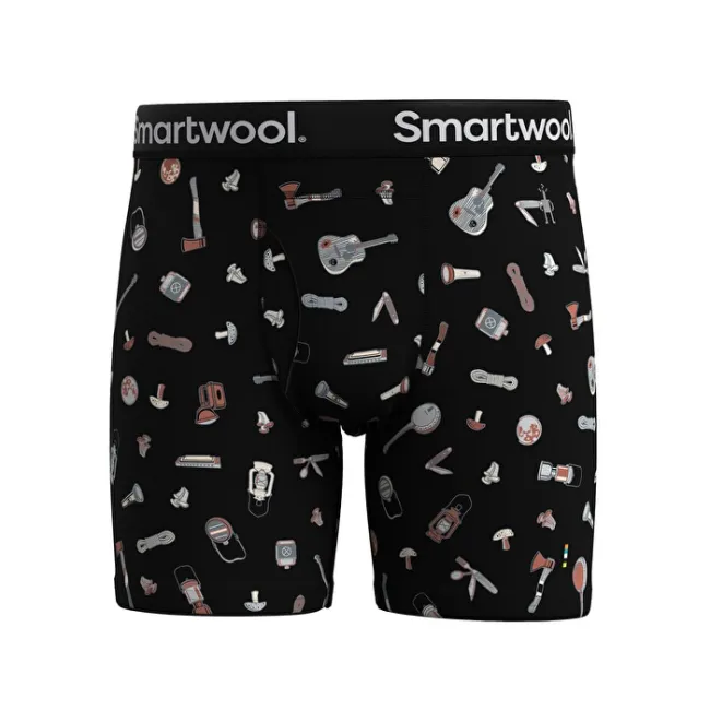 Smartwool - boxer merino - Merino Print Boxer Brief Boxed - Negru