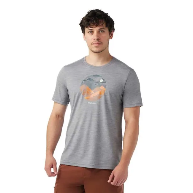 Smartwool - tricou merino - Fourteener Active Short Sleeve Graphic Tee - Gri