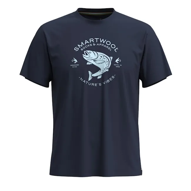 Smartwool - tricou merino - Trout Fishing Short Sleeve Graphic Tee - Albastru