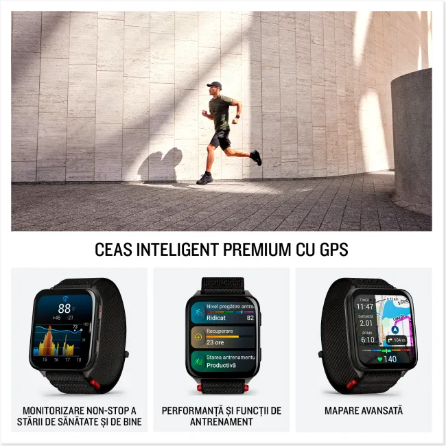 Garmin - Venu X1 - smartwatch cu GPS și AMOLED - Moss cu spate din titan argintiu și curea din nailon ComfortFit Moss