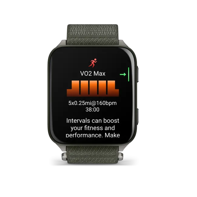 Garmin - Venu X1 - smartwatch cu GPS și AMOLED - Moss cu spate din titan argintiu și curea din nailon ComfortFit Moss