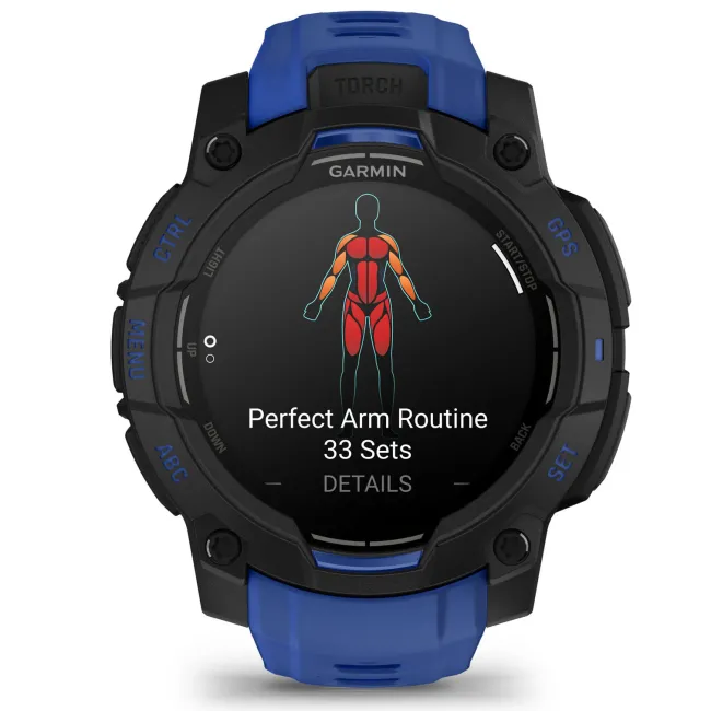 Garmin INSTINCT 3 - 45 mm AMOLED negru cu curea albastru inten | neagră - smartwatch robust cu GPS
