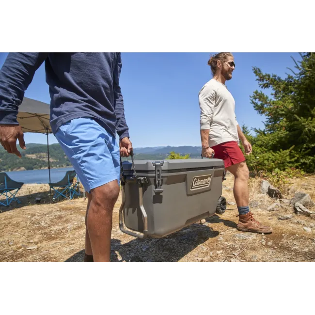 Lada frigorifica pasiva Coleman Convoy 97L gri cu manere si roti balamale metalice 96 x 45 x 48 cm - 2213849