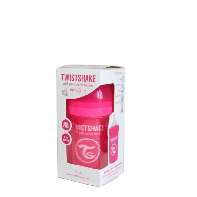 Biberon Anticolici Twistshake 180 ml, Roz Deschis