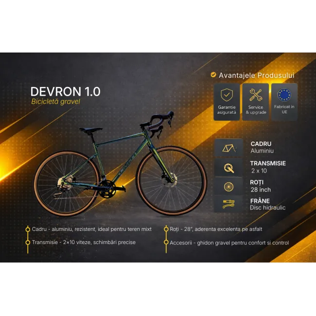 Bicicleta Gravel Devron 1.0 - 28 inch, M, Verde