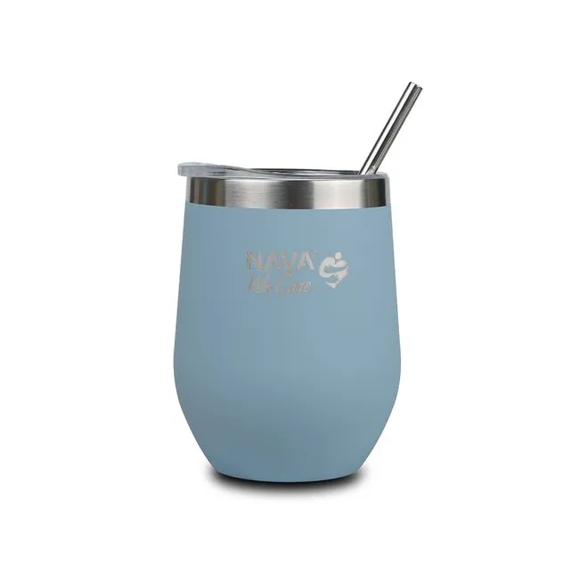 Cana termoizolanta cu pai Nava 360ml albastru