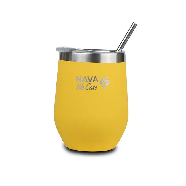 Cana termoizolanta cu pai Nava 360ml galben