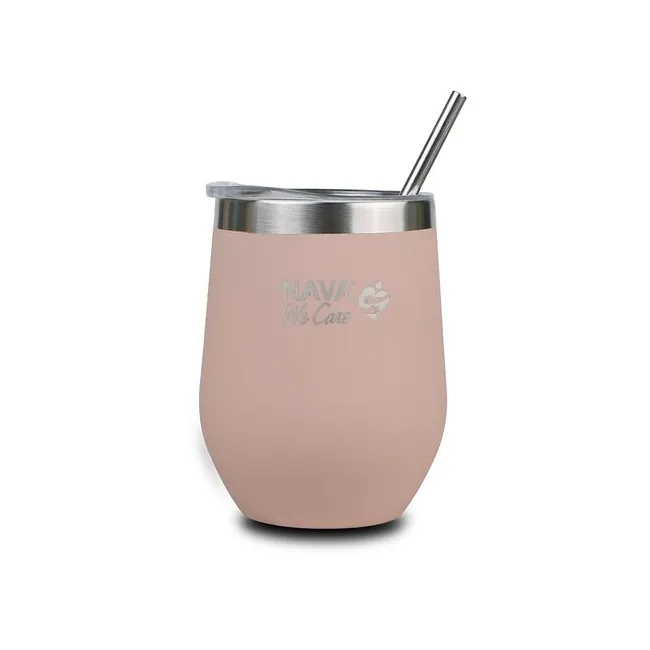 Cana termoizolanta cu pai Nava 360ml roz
