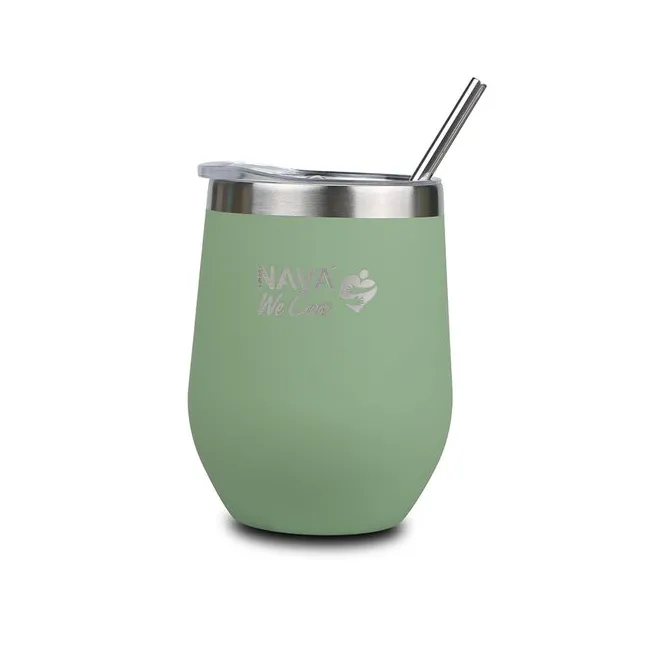 Cana termoizolanta cu pai Nava 360ml verde