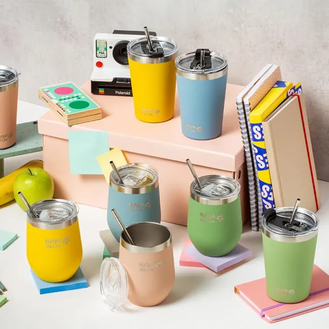 Cana termoizolanta cu pai Nava 360ml verde