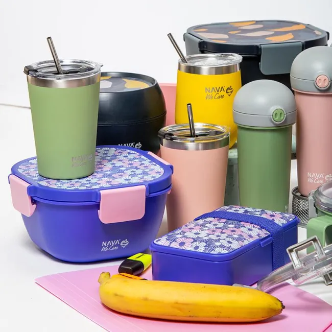 Cana termoizolanta cu pai Nava 450ml galben