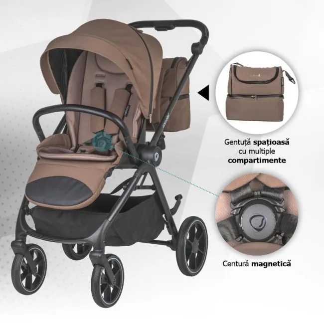 Carucior modular 2in1 Coccolle Serry Light taupe+ Scoica auto iSize Coccolle Knox Black