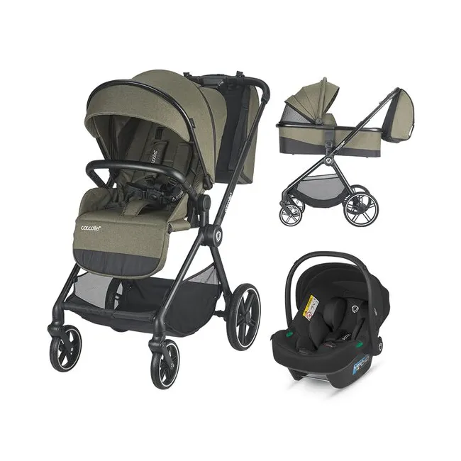 Carucior modular 3in1 Coccolle Lissia Moss green +Scoica auto iSize Coccolle Knox Black