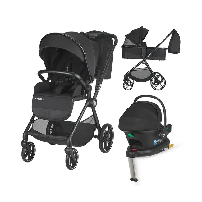 Carucior modular 4in1 Coccolle Lissia Anthracite cu Scoica auto iSize Coccolle Knox Black si Baza isofix iSize Coccolle Knox