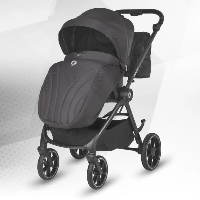 Carucior modular 4in1 Coccolle Serry Jet black cu Scoica auto iSize Coccolle Knox Black si Baza isofix iSize Coccolle Knox
