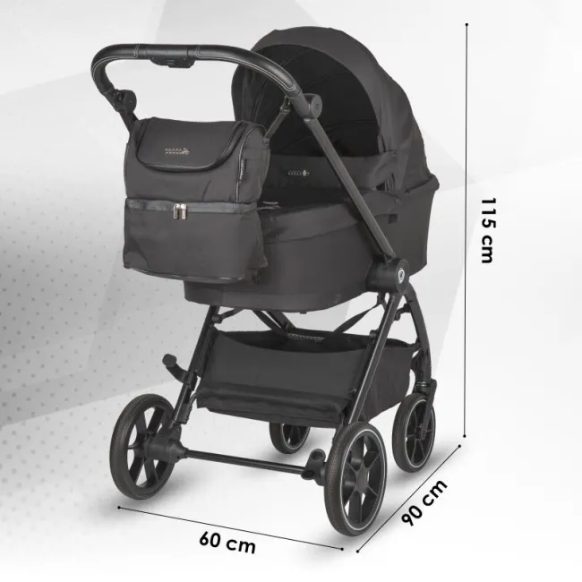 Carucior modular 4in1 Coccolle Serry Jet black cu Scoica auto iSize Coccolle Knox Black si Baza isofix iSize Coccolle Knox