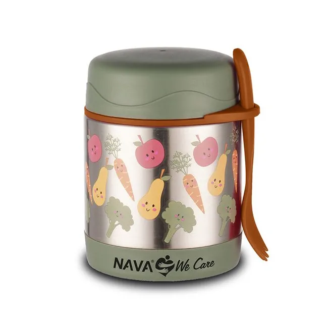 Caserola rotunda din otel inoxidabil, Nava We care, Broccoli brown, 350ml