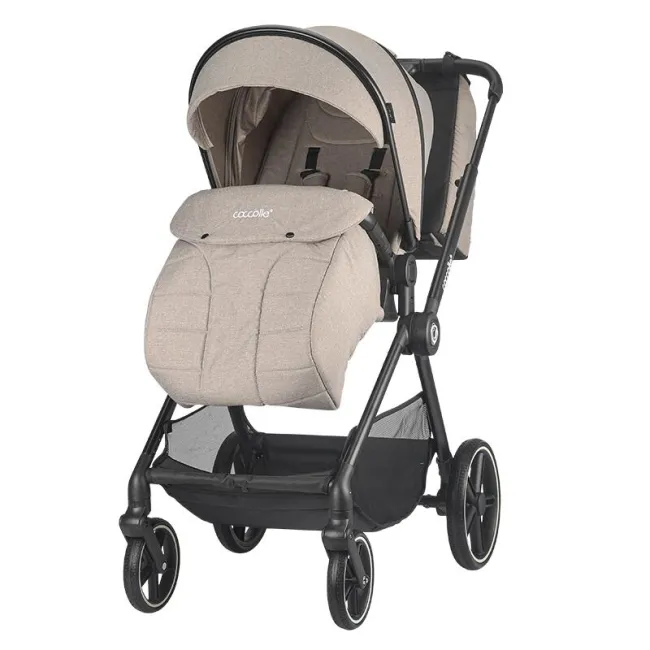 Carucior modular 4in1 Coccolle Lissia Butternut Beige cu Scoica auto iSize Coccolle Knox Black si Baza isofix iSize Coccolle Knox