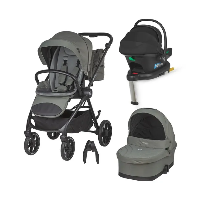 Carucior modular 4in1 Coccolle Serry Moss green cu Scoica auto iSize Coccolle Knox Black si Baza isofix iSize Coccolle Knox