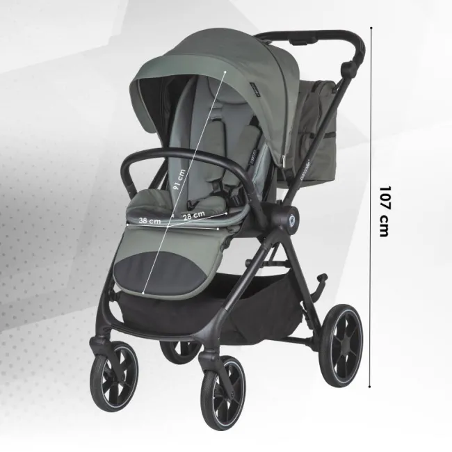 Carucior modular 4in1 Coccolle Serry Moss green cu Scoica auto iSize Coccolle Knox Black si Baza isofix iSize Coccolle Knox