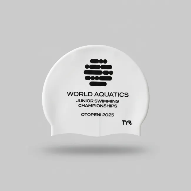 Cască înot TYR World Aquatics Otopeni 2025 - alb/negru, ediție limitată