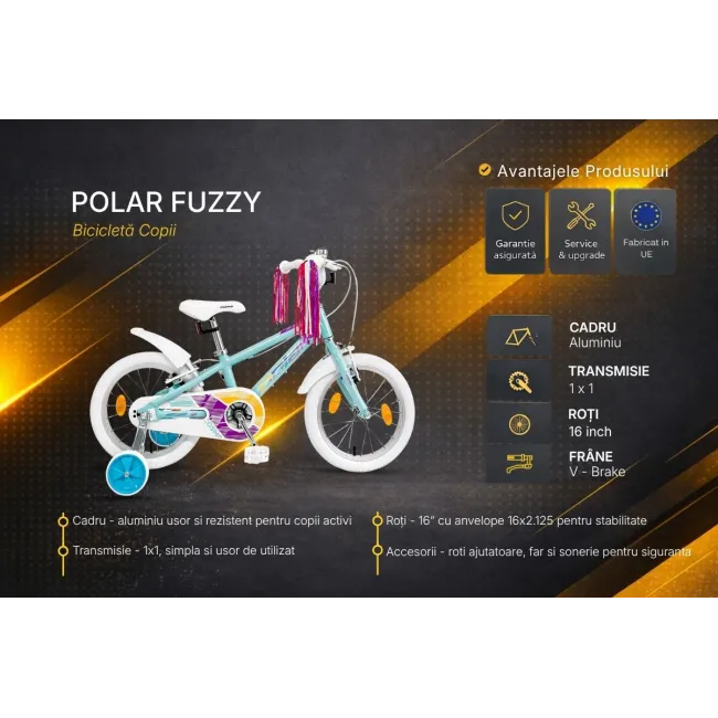 Bicicleta Copii Polar Cosmo - 16 Inch, Turcoaz