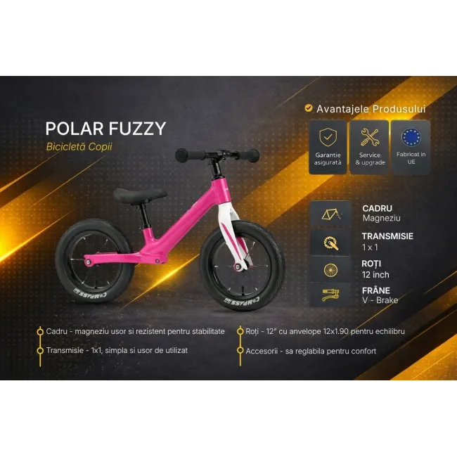 Bicicleta Copii Polar FUZZY- 12 Inch, Violet