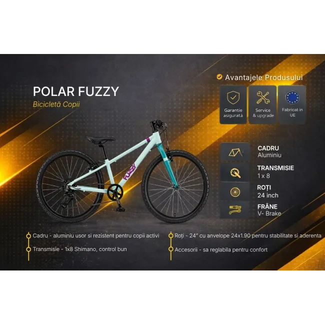 Bicicleta Copii Polar Fuzzy - 24 Inch, Turcoaz