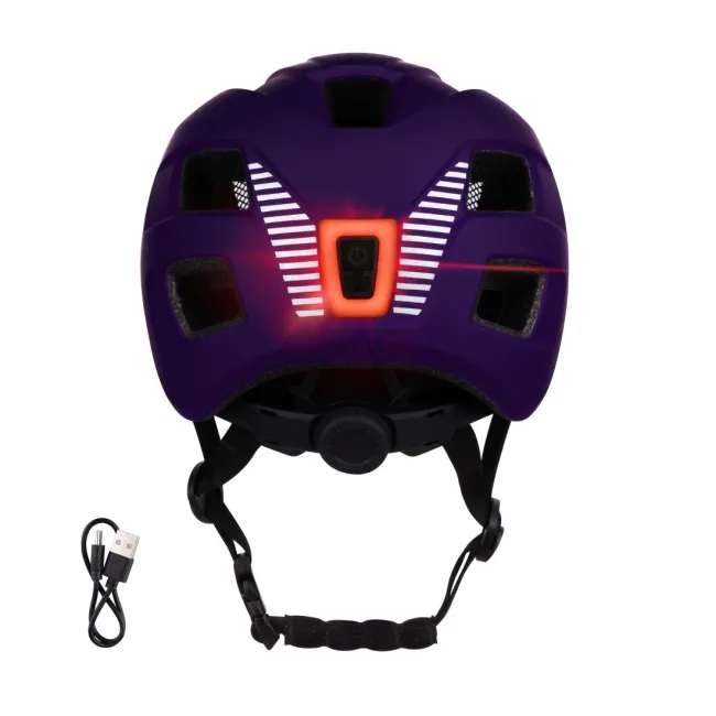 Casca Force Zebu cu lumina, violet L-XL (57-61 cm)