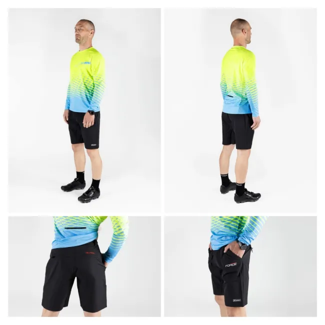 Pantaloni Force Blade MTB cu sub-pantaloni cu bazon Negru L