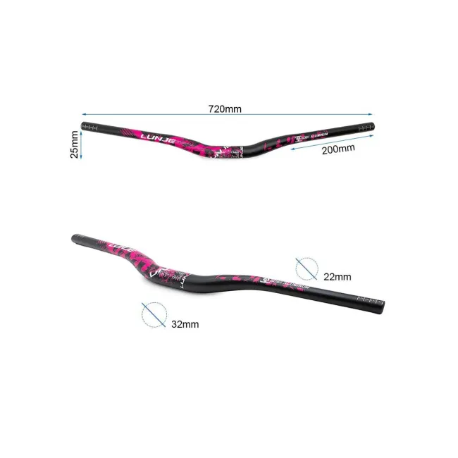 Ghidon 720mm cu rise 25mm negru/roz