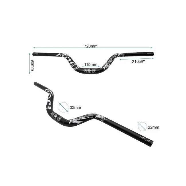 Ghidon 720mm cu rise 90mm negru