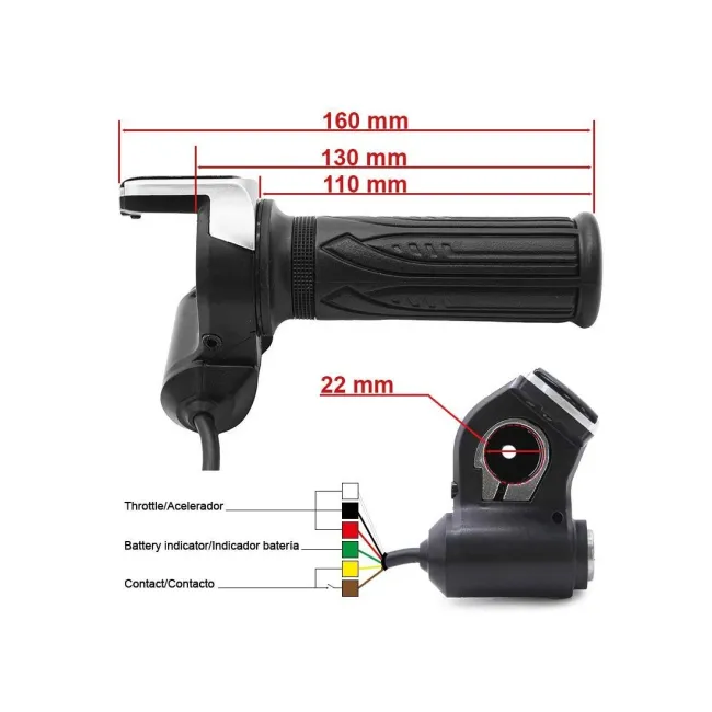 Maneta acceleratie pentru trotinete cu indicator 36V, cheie si conector SM