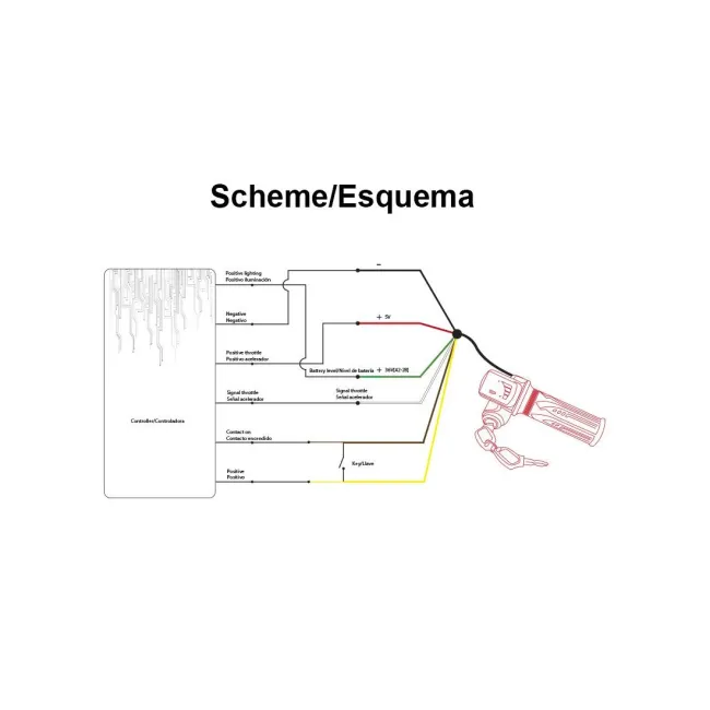 Maneta acceleratie pentru trotinete cu indicator 36V, cheie si conector SM