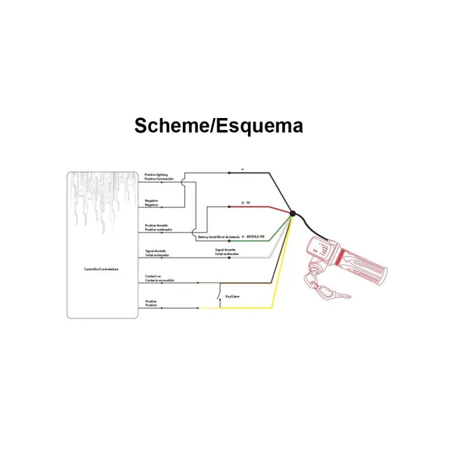 Maneta acceleratie pentru trotinete cu indicator 48V, cheie si conector SM