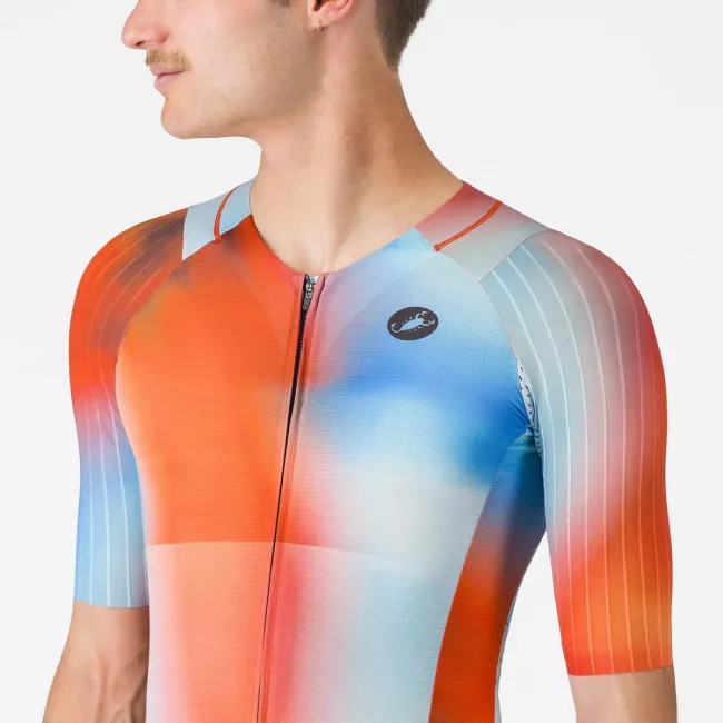 Costum triatlon cu maneca scurta TRI Castelli Free SanRemo 3 SS, pentru barbati, paprika/winter sky L