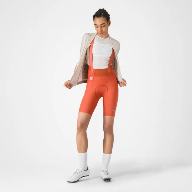 Pantaloni scurti cu bretele Castelli Espresso 2 W DT, pentru femei, paprika M